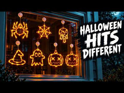 Halloween Window Lights – 7-Piece Suction Cup Set, Pumpkin Ghost Spider Witch Hat Bat & Eyeball, Battery Powered YouTube Video