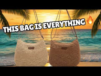 Straw Tote Beach Bag for Women — Large Woven Boho Shoulder Bag with Inner Pocket — Summer Beach Tote YouTube Video