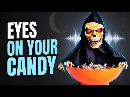 Custom Halloween Candy Bowl With Moving Arms, Glowing Red Eyes and Sound Effects – 6 Skeleton & Witch Models for Spooky Party Tables YouTube Video