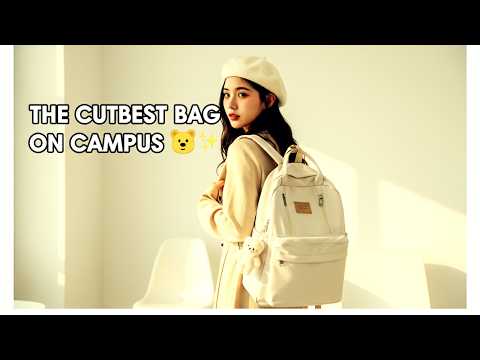 Waterproof School Bags With Bear Pendant | Multi-Pocket Nylon Laptop Bag | Mesh Interior & Quilted Straps YouTube Video