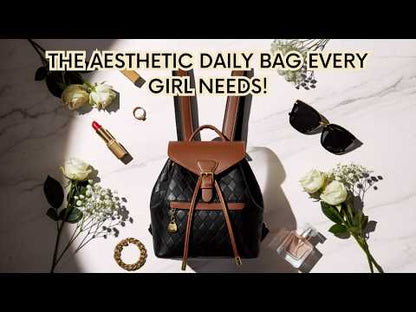 Women Backpack Leather Quilted | Two-Tone Mini Backpack Purse | Aesthetic Daily Bag for Women YouTube Video