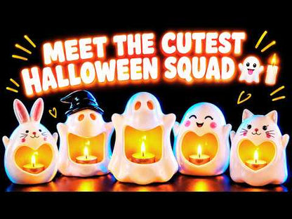 Halloween Candle Holder – Ceramic Tealight, Amber Glow, Table Mantel & Shelf Halloween Décor YouTube Video