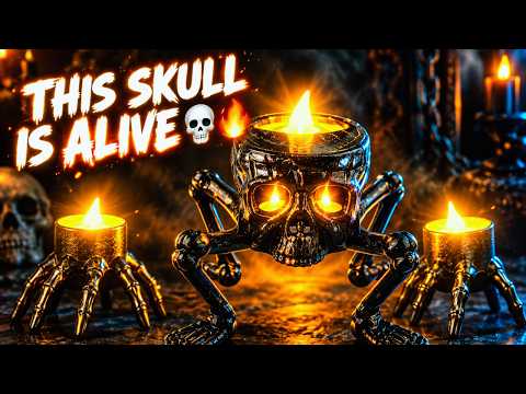Halloween Flameless Taper Candles – Halloween Skeleton Hand & Skull Lantern, Tealight & LED Compatible, Dark Gothic Table Décor YouTube Video