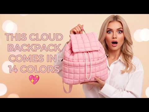 Women's Quilted Puffer Backpack | Lightweight Puffy Drawstring Bag | 14 Colors | Aesthetic School & Travel Backpack YouTube Video