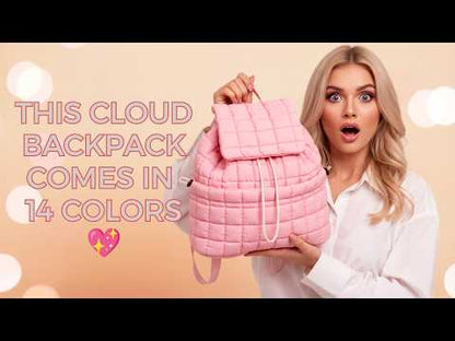 Women's Quilted Puffer Backpack | Lightweight Puffy Drawstring Bag | 14 Colors | Aesthetic School & Travel Backpack YouTube Video