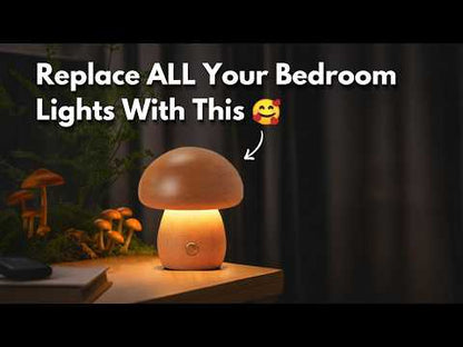Wooden LED Mushroom Lamp, Rechargeable Ambient Night Light, Home Décor Desk Lamp for Bedroom & Living Room YouTube Video
