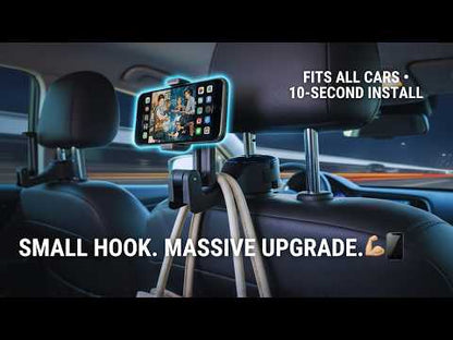 Headrest Hooks For Cars With 360° Phone Holder | Clip-On Seat Back Hook For Bags, Purses & Bottles YouTube Video