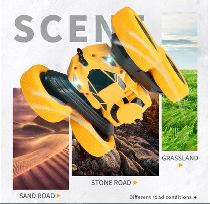 Double-Sided Remote Control Stunt Car Compatible with Sand Road, Stone Road & Grassland