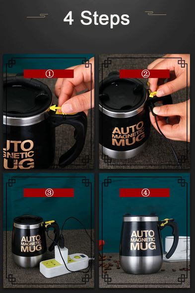Easy 4 Steps to operate the Auto Magnetic Mug